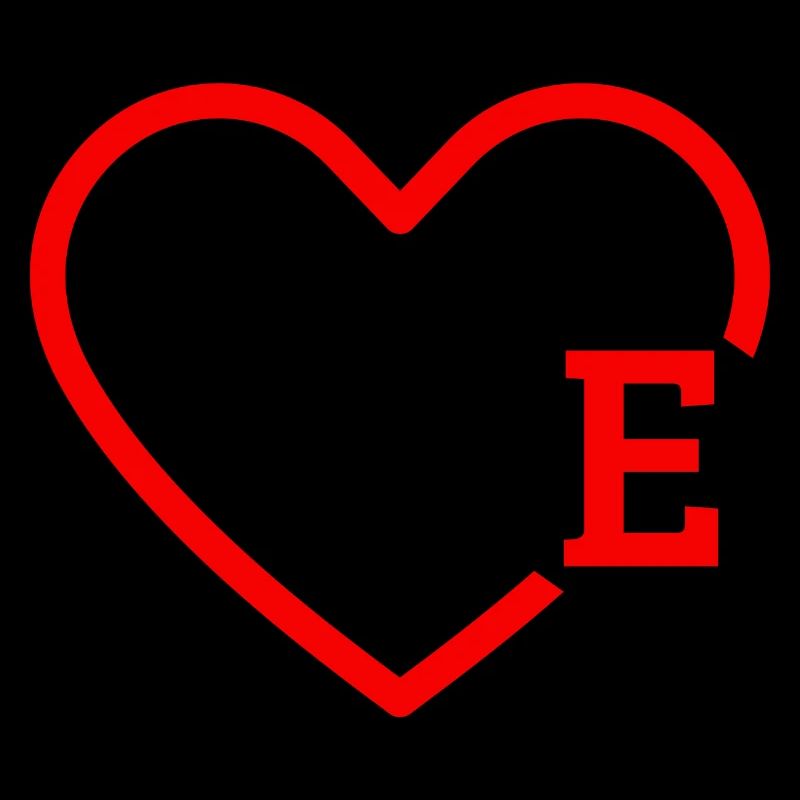 letter e red heart