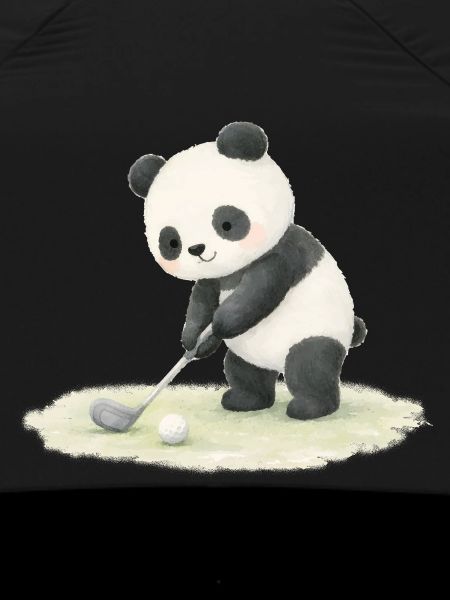 Panda Playing Golf Illustration