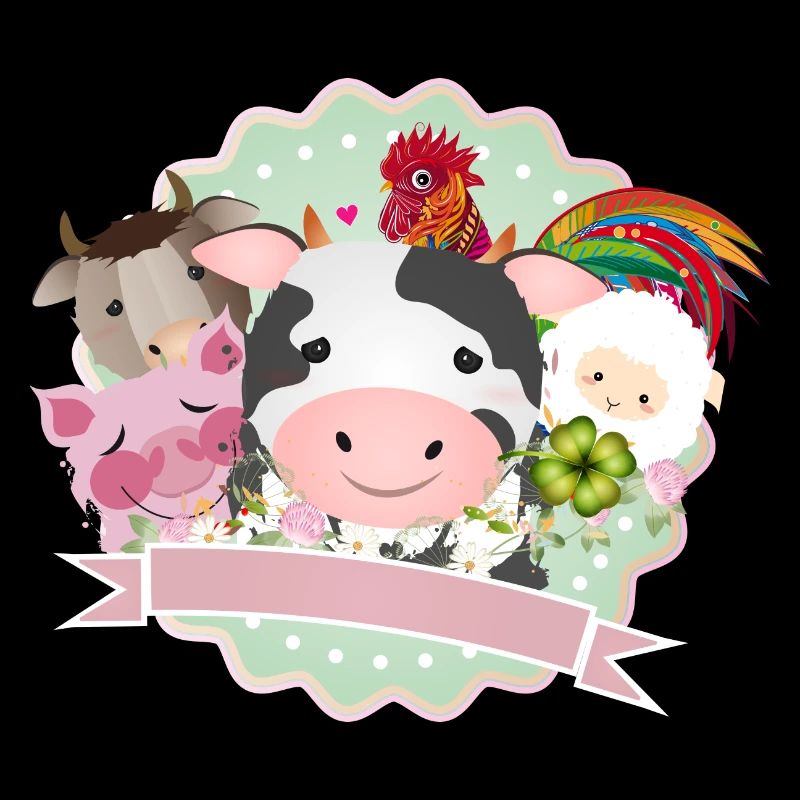 Heureux animaux de ferme ensemble à la campagne