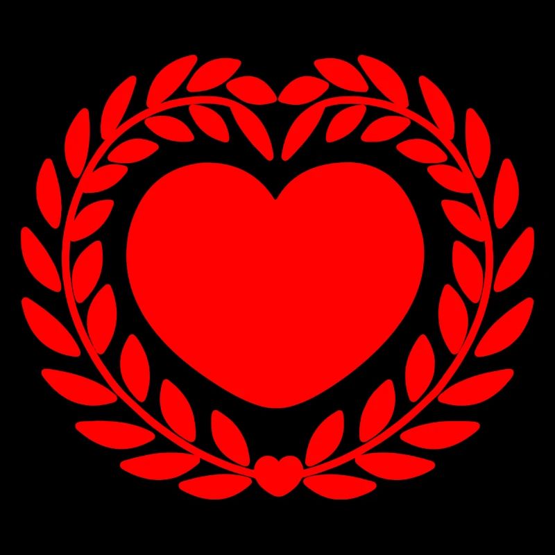 Herz im Lorbeerkranz rot