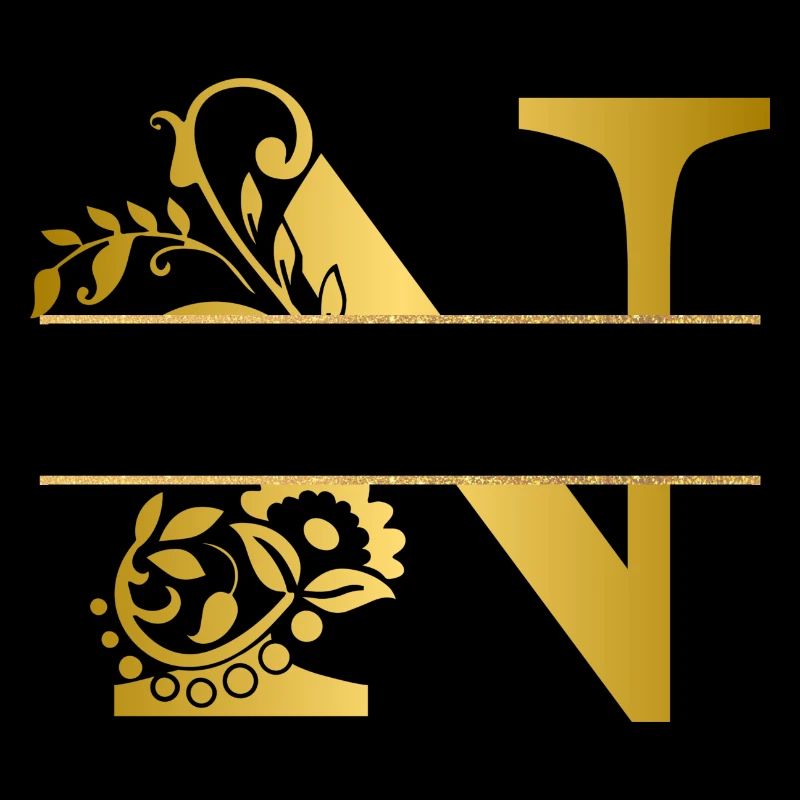 Personalisierter Buchstabe n Gold Blumen - Geschenkidee