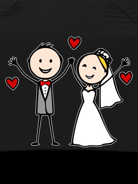 Wedding Couple Cartoon Cheerful
