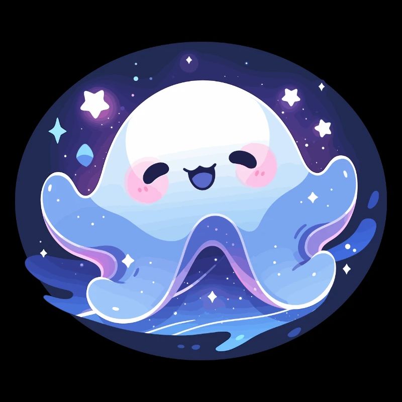 Cute octopus under a starry sky - Octopus