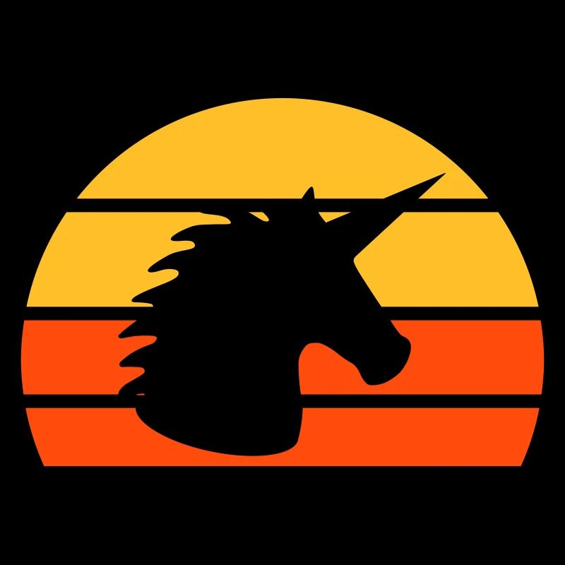 Licorne devant un demi-soleil