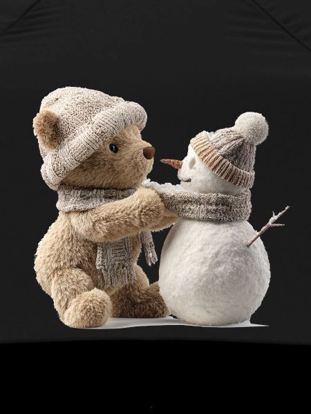 Winter cuddle teddy meets snowman