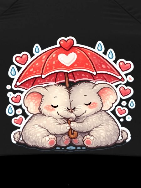 Cuddly Elephants Rain Love
