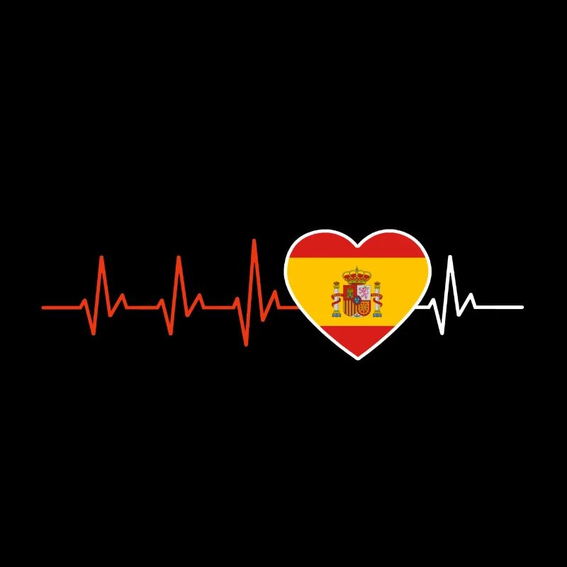 HERZSCHLAG SPANIEN SPANISCH EKG FLAGGE GESCHENK