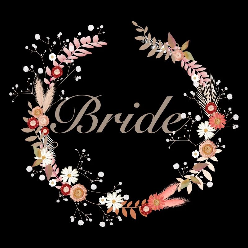 Couronne de mariée dans des tons délicats avec lettrage