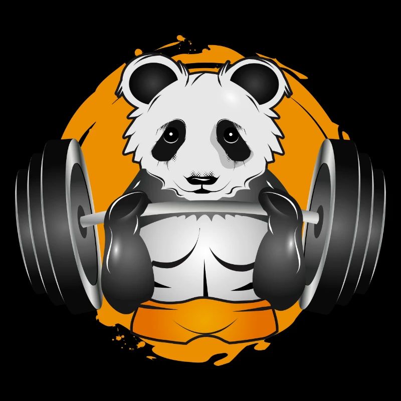 Bodybuilder Panda Bär mit Langhantel im Gym Patch