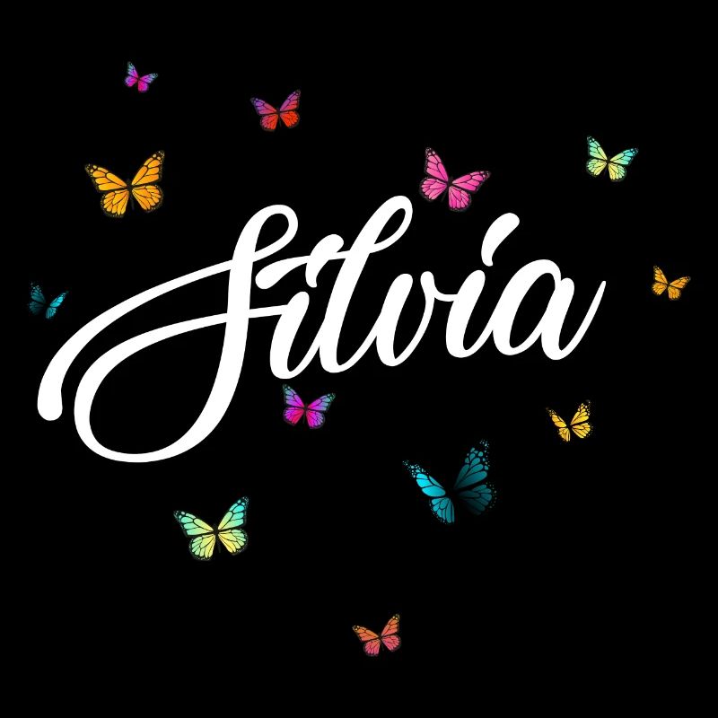 SILVIA - Mädchen Name mit bunten Schmetterlingen