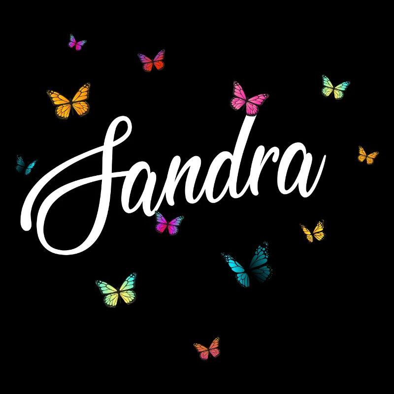 SANDRA - Mädchen Name mit bunten Schmetterlingen