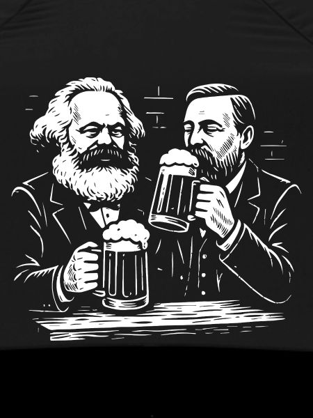 Marx and Engels drinking beer