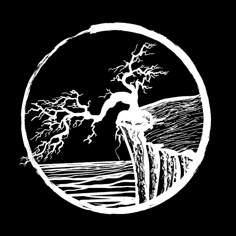 Landschaft mit Baum am Klippenrand