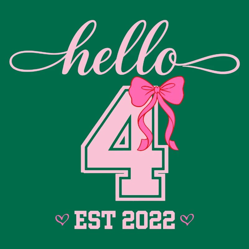 Hello 4 Est 2022 Mädchen Geburtstag Design