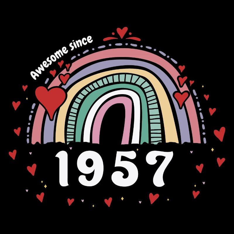 Cute Rainbow Awesome 1957 - 66th Birthday w/