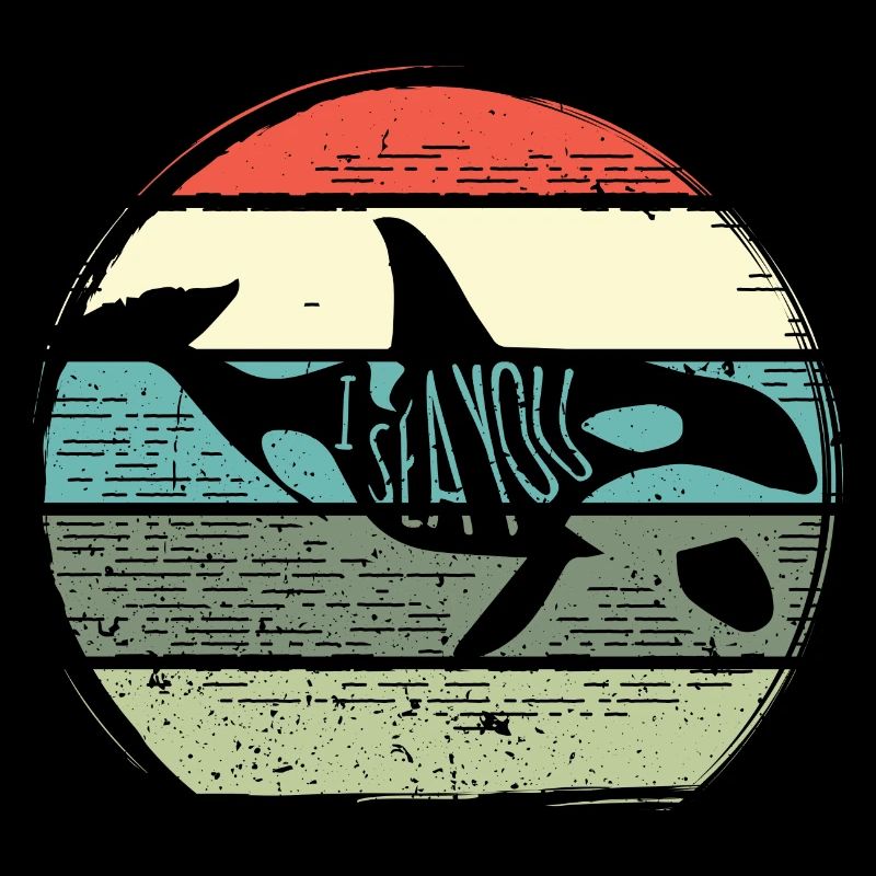 Retro Whale Sunset Circle