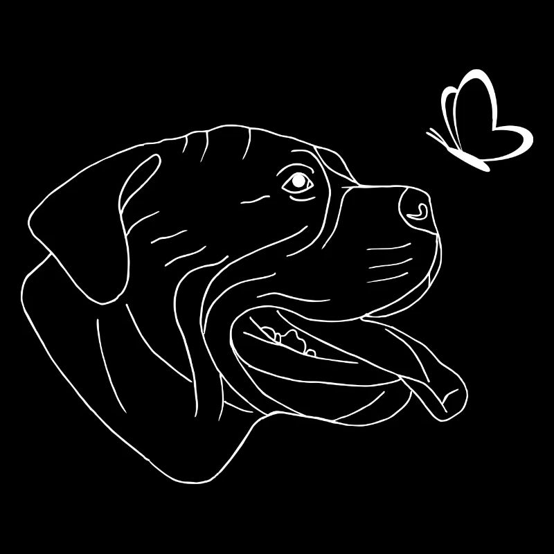 Bullmastiff Kopf mit Schmetterling
