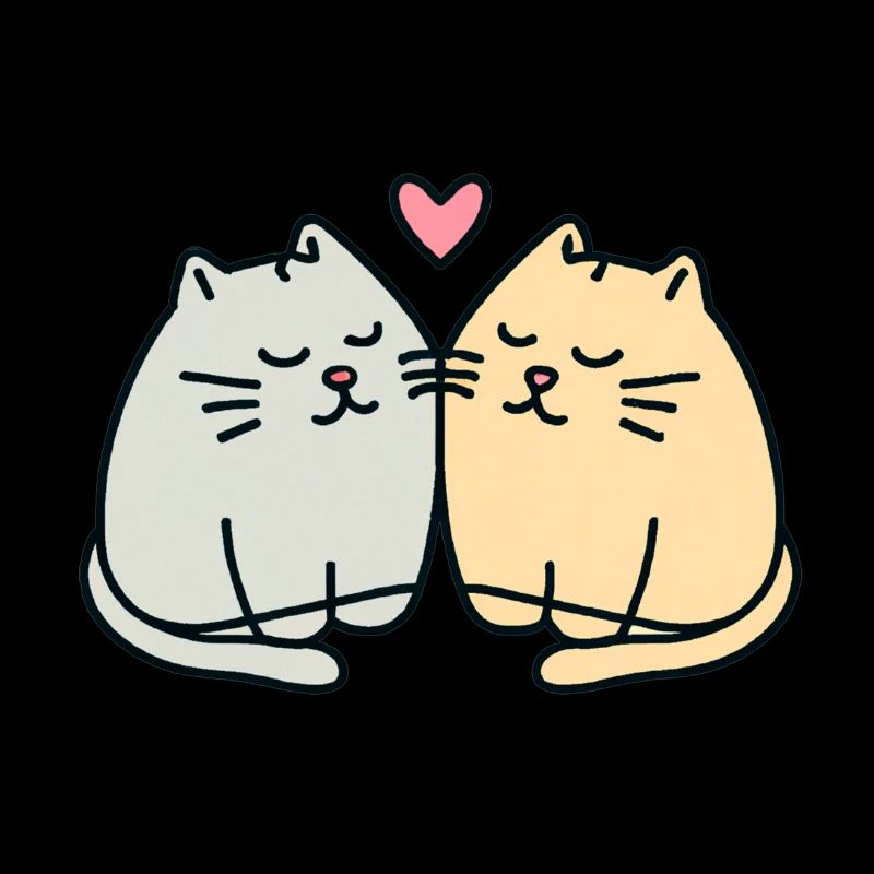 Two fat satisfied cuddly cats who like each other