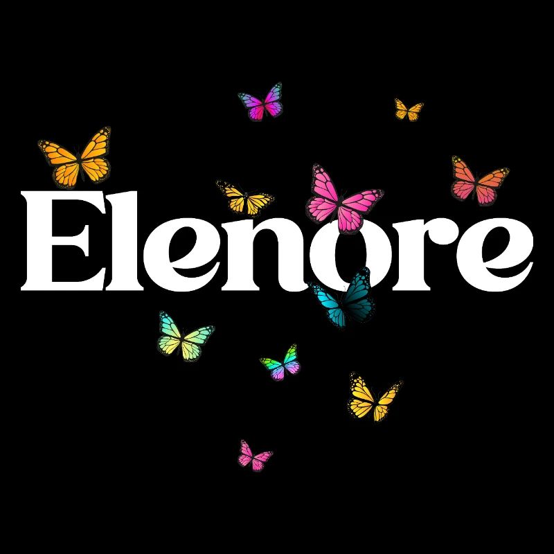 Schöner Mädchenname ELENORE mit Schmetterlingen 