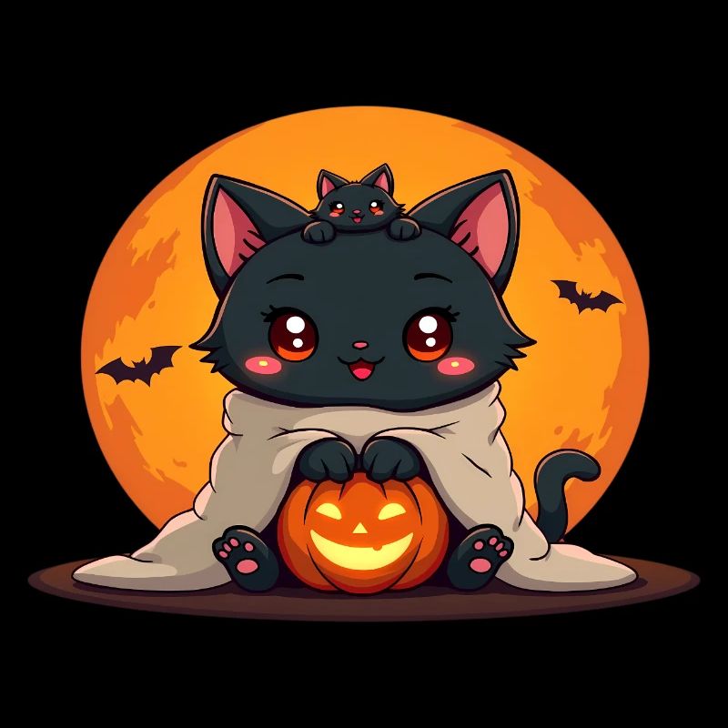 Halloween Cat with Halloween Pumpkin