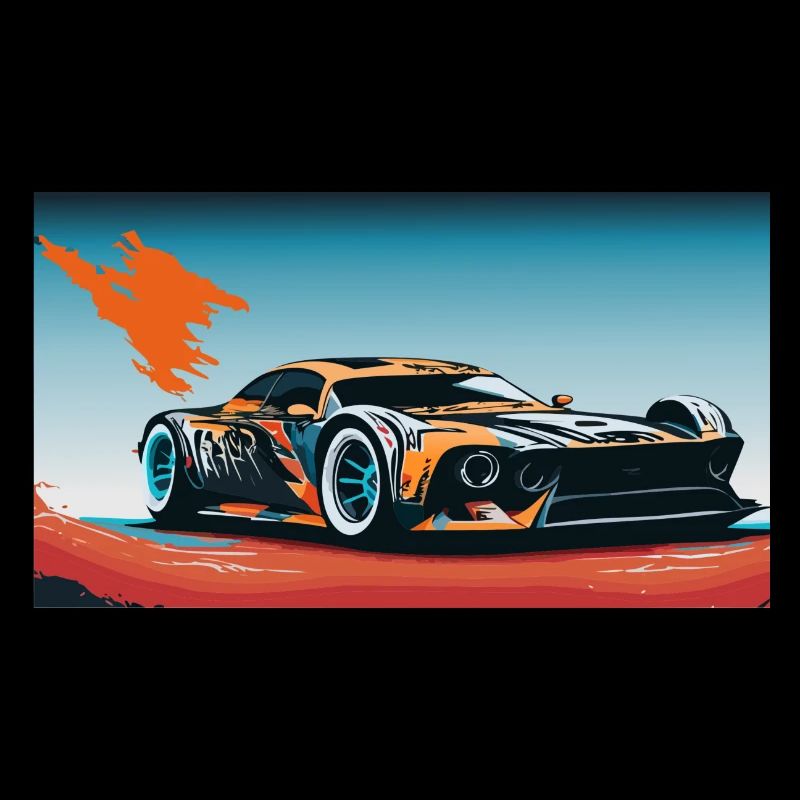 Voiture de course colorée