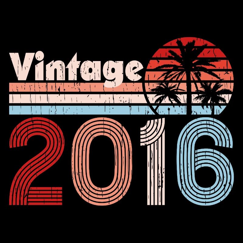 Vintage 2016 Palm Trees Retro Birthday