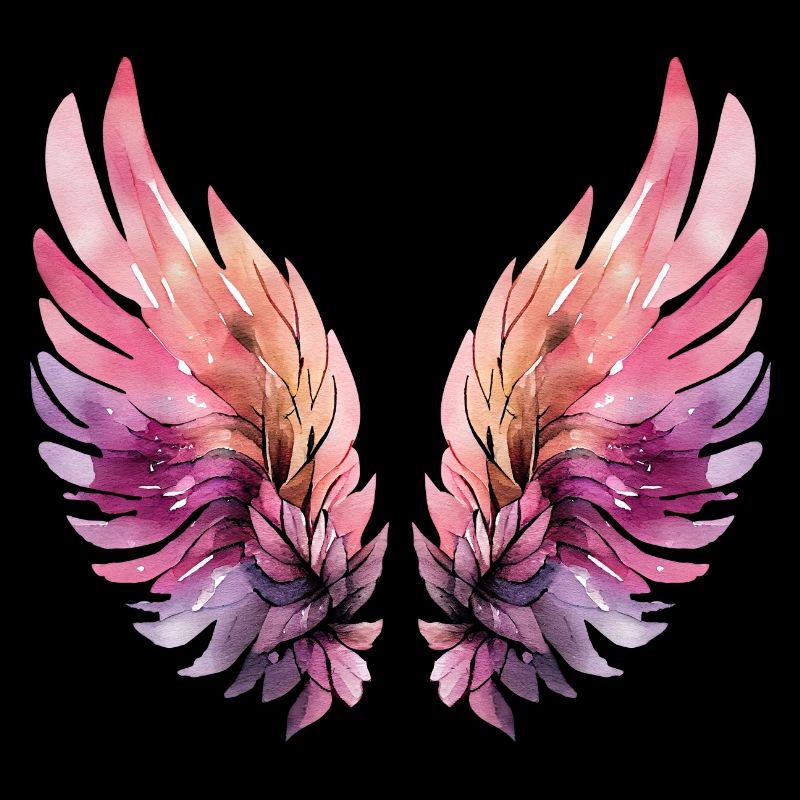 Ailes aquarelle rose et violette