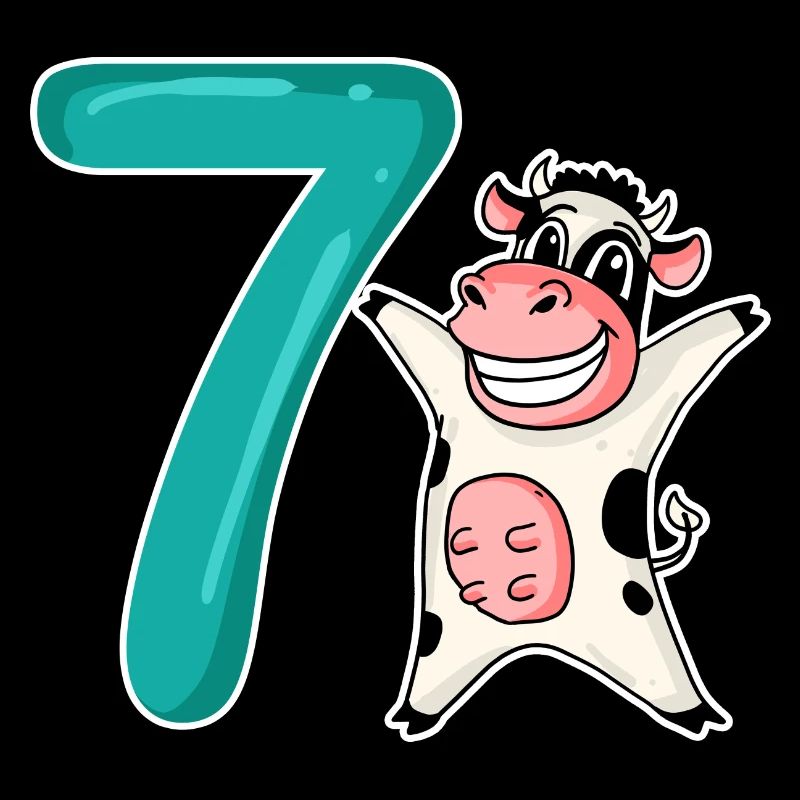 Motif 7ème Anniversaire Vache - 7 ans