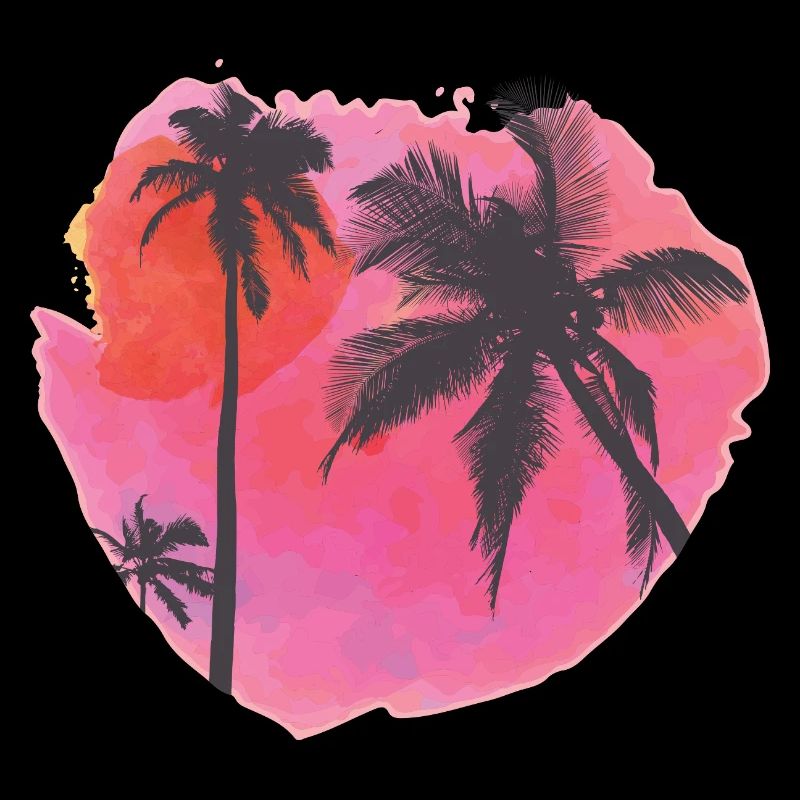 Tropical Sunset Palm Silhouette