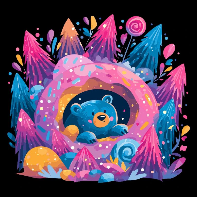 Bear in Donut Dream Neon Forest