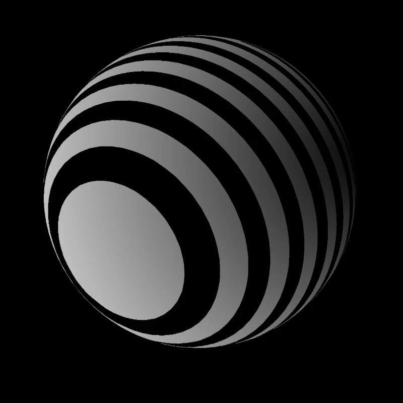 Boule 3D avec rayures grises