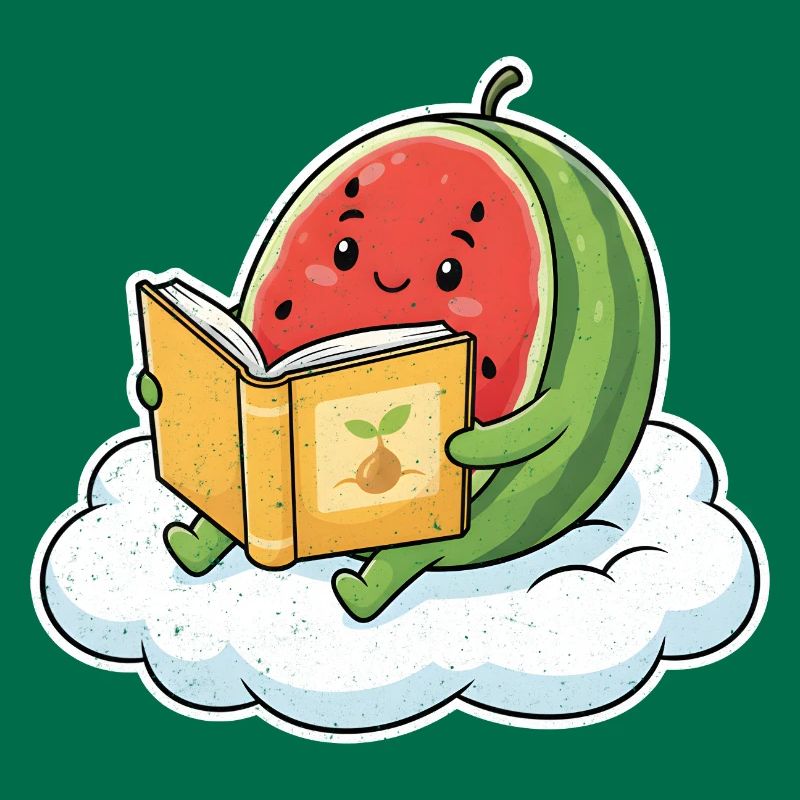 Kawaii melon while reading