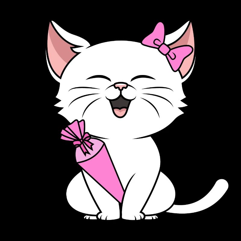 Schulkind Mädchen Einschulung Katze mit Schultüte
