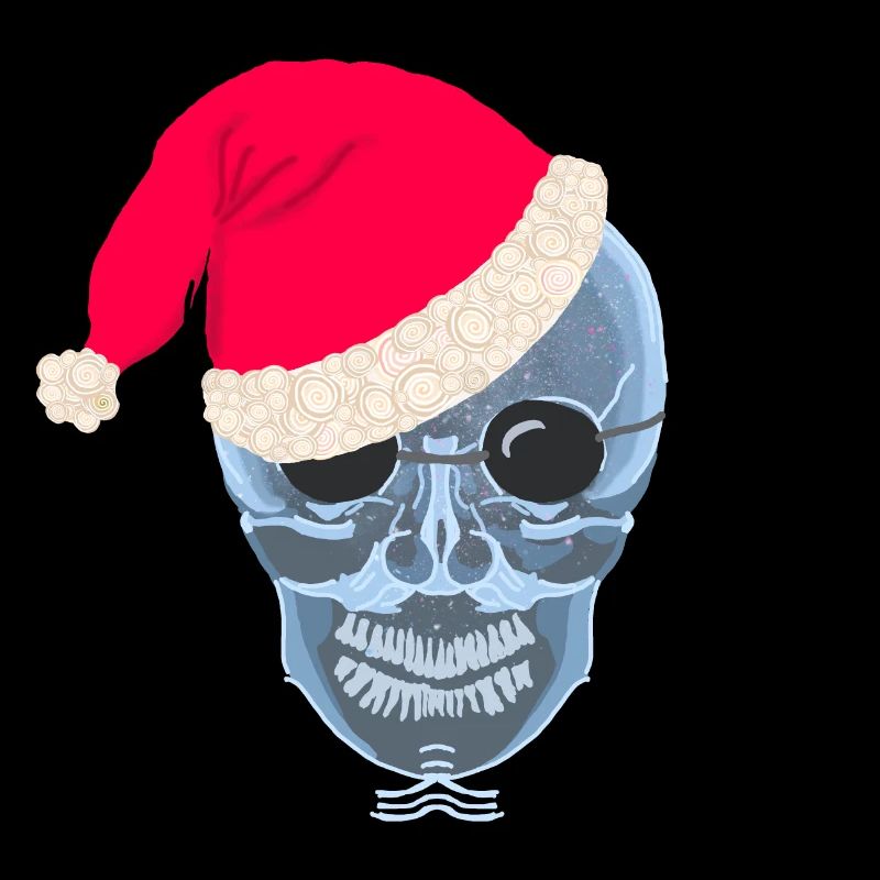X-ray skull Santa hat, drawing