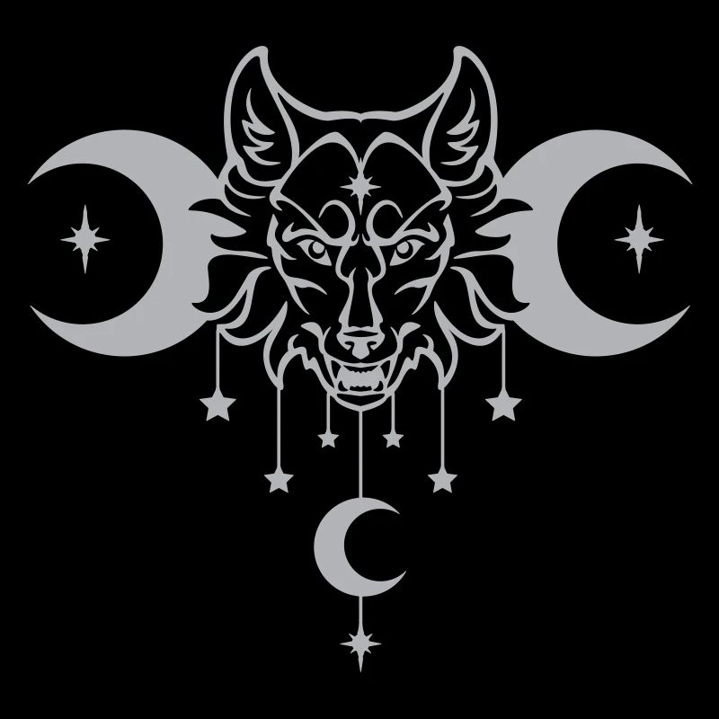 Wicca Moon Wolf - Customizable Color