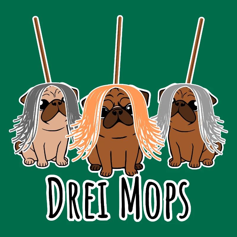 Zwei Mops - Hunde oder Putzgeräte? Hunde Humor?