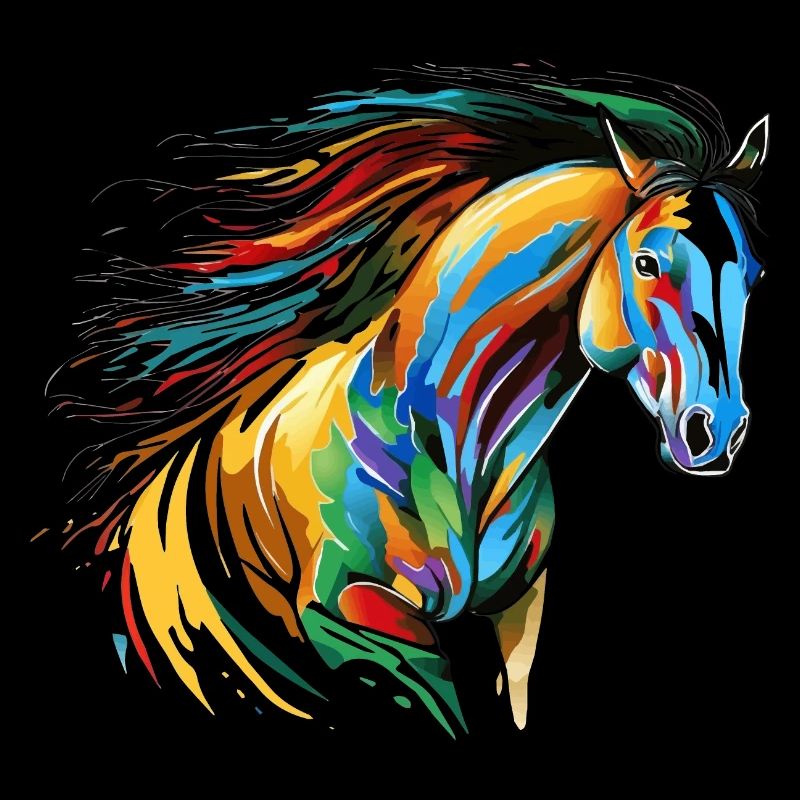Murmure du vent : majestueux cheval arc-en-ciel