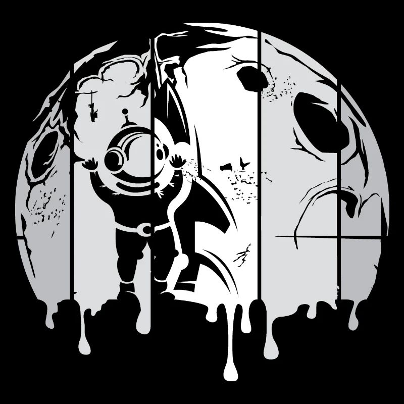 moon astronaut space rocket graffiti retro logo