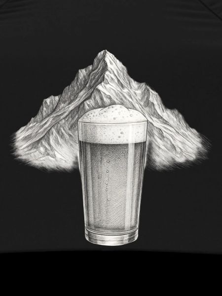 Mountain view with beer glass