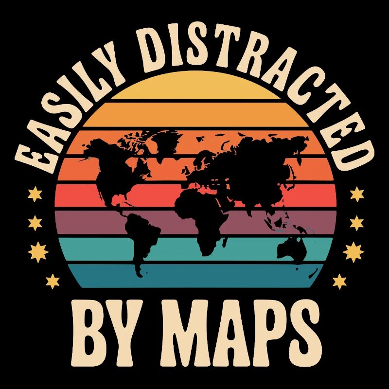 Easily Distracted By Maps Retro World Map Vintage