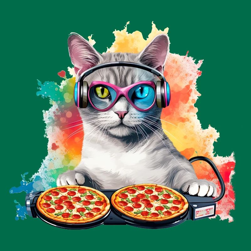 Outer Space Cat Pizza Disc Jockey - Interstellar