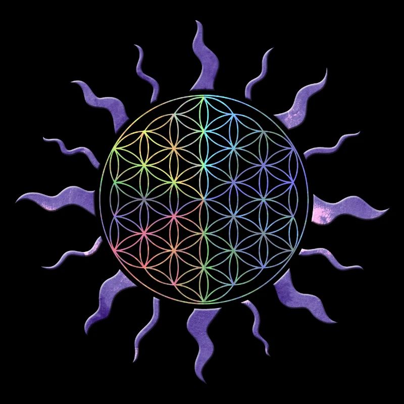 Blume des Lebens Sonne Mandala Regenbogen