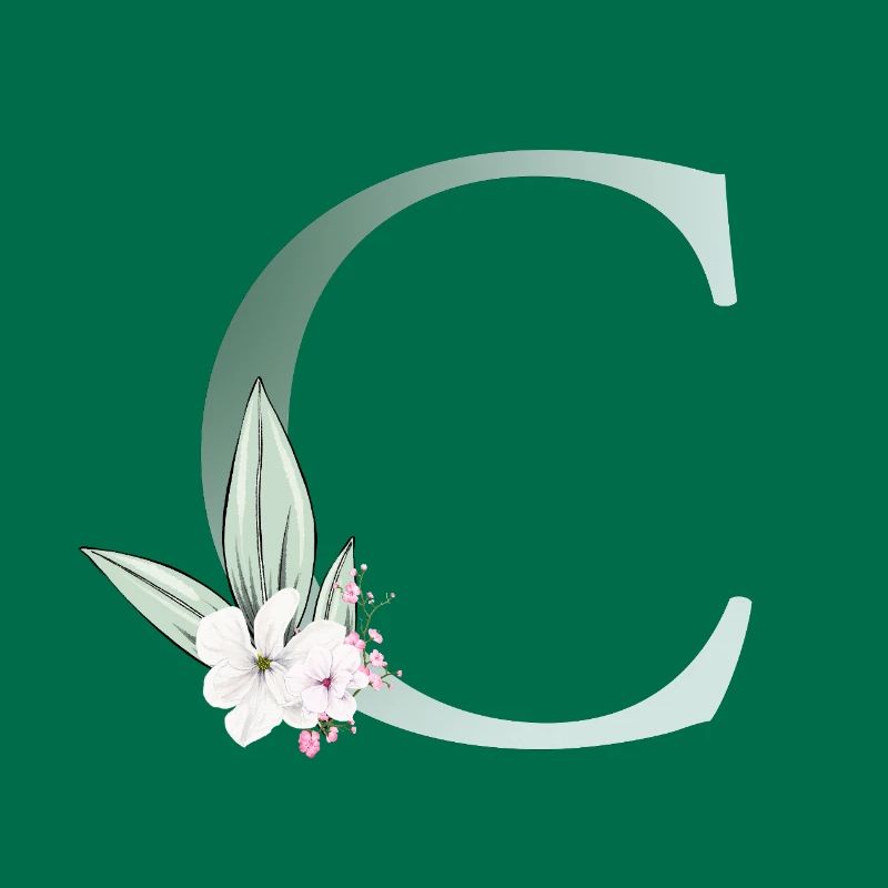 C Monogram, Floral, Customizable