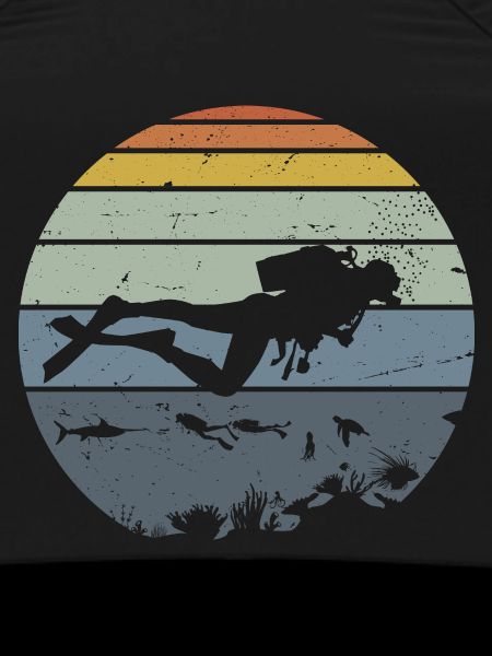 Underwater Diver Silhouette Scene