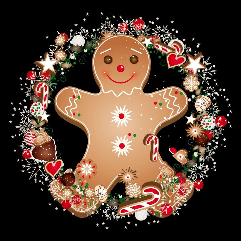 fröhlicher Lebkuchenmann im Plätzchen Kranz