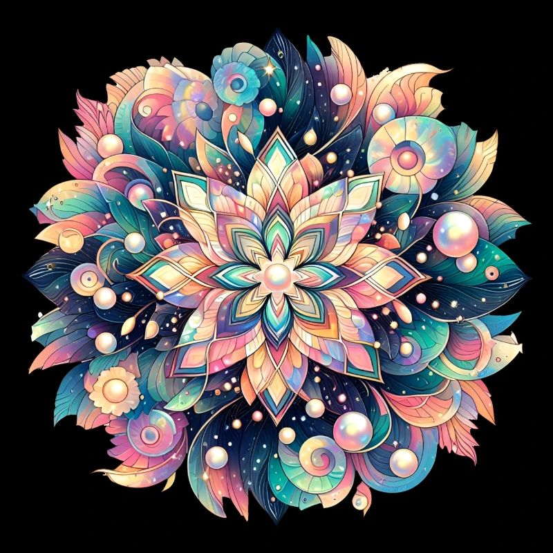 Florales Mandala Meerestiefe Pastell Design