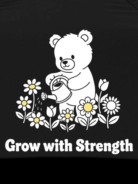 Bear watering flowers – strength grows
