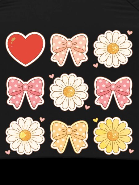 Pastel Daisy Bows Heart Pattern