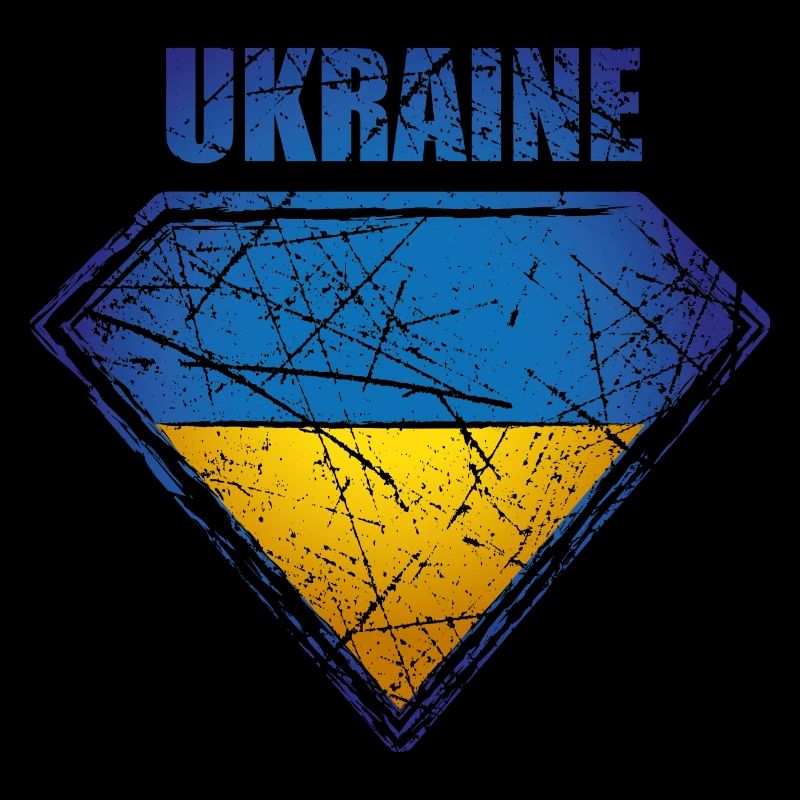 Ukraine Superheld Flagge ukrainisches Symbol Retro