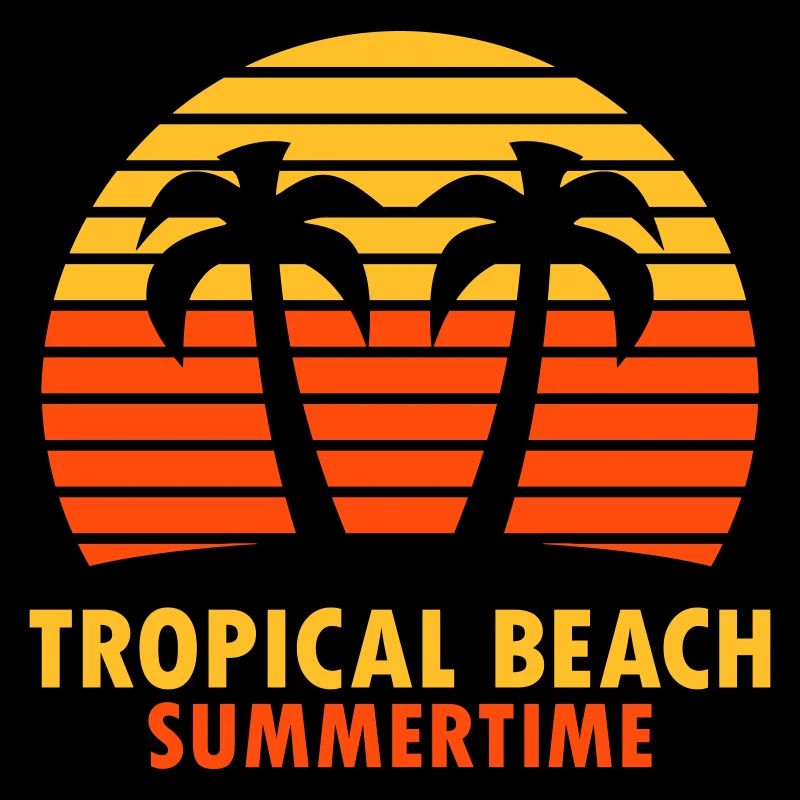 Plage tropicale, été (île, palmiers, soleil)